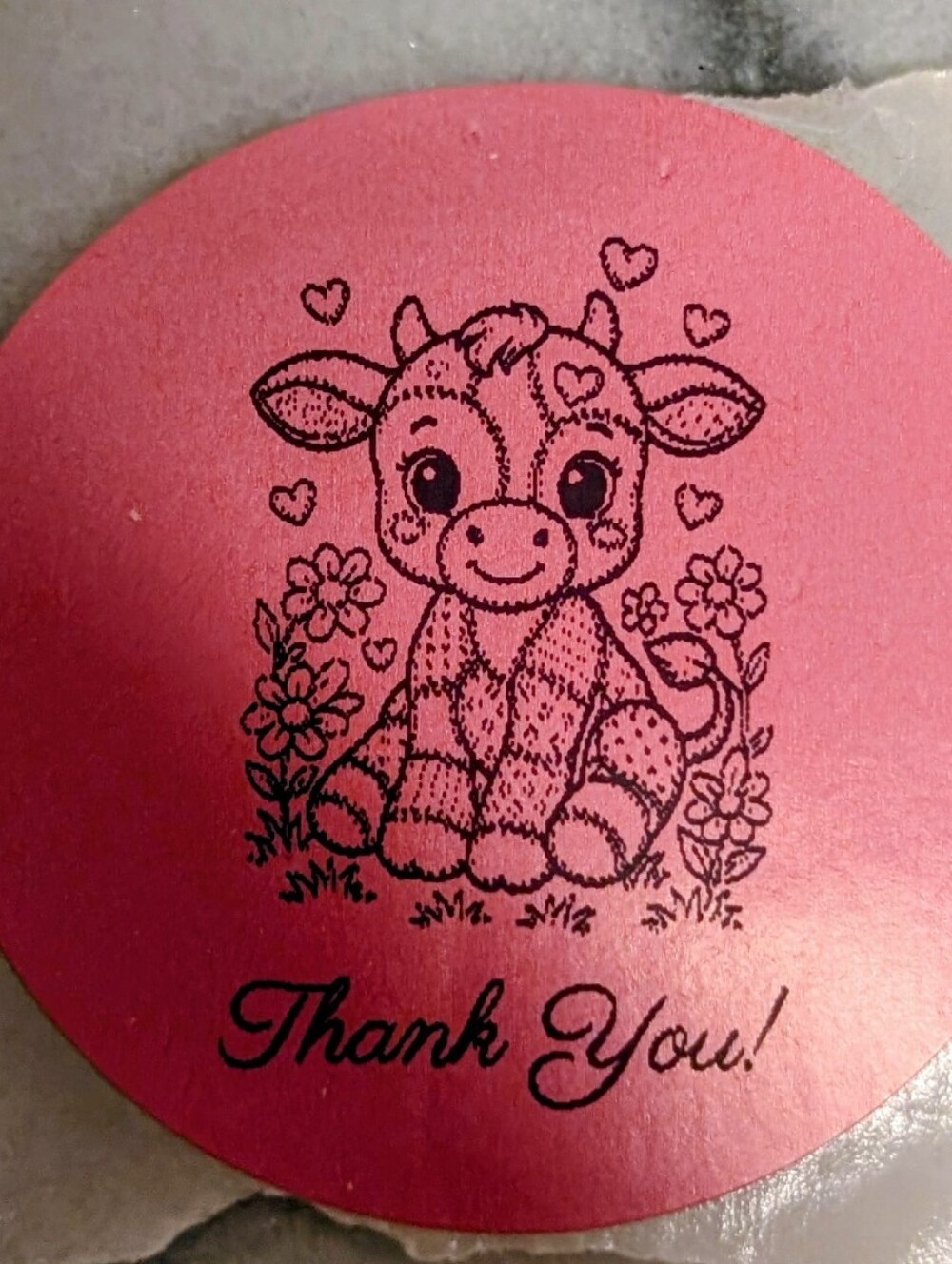Cow 2" 50 Thank You Stickers- Pink & Purple